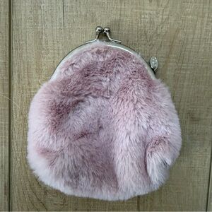WOMEN'S UGG AUSTRALIA PINK FURRY FLUFF COIN SNAP SMALL POUCH RARE